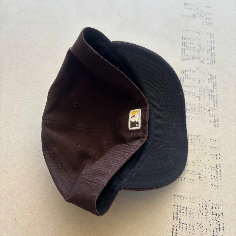Y2K New Era San Diego Padres Hat 59FIFTY Brown Yellow MLB‎ Authentic Cap 7 1/2